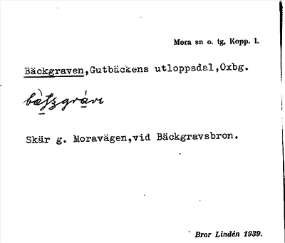 Bild på arkivkortet för arkivposten Bäckgraven