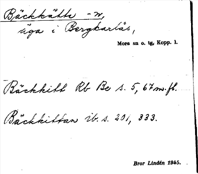 Bild på arkivkortet för arkivposten Bäckkätte -n