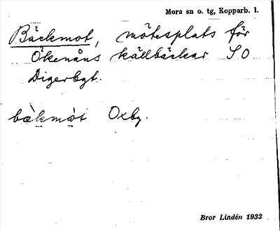 Bild på arkivkortet för arkivposten Bäckmot