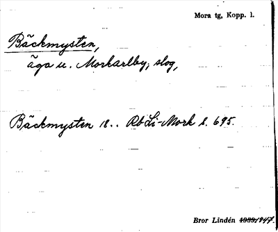 Bild på arkivkortet för arkivposten Bäckmysten