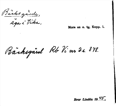 Bild på arkivkortet för arkivposten Bäcksgärde