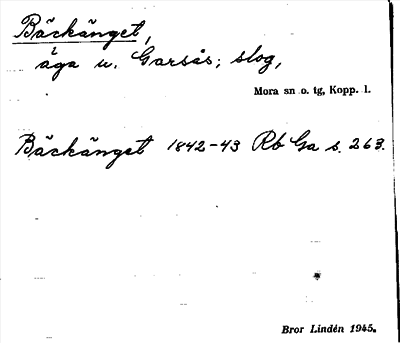 Bild på arkivkortet för arkivposten Bäckänget
