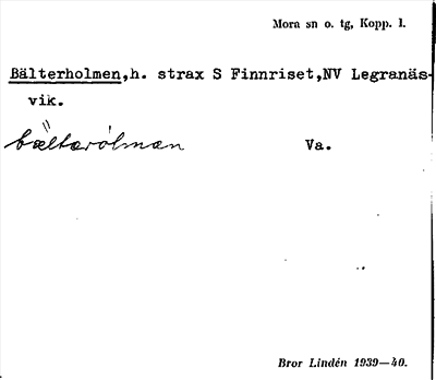 Bild på arkivkortet för arkivposten Bälterholmen