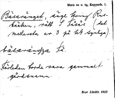 Bild på arkivkortet för arkivposten Bäsaränget