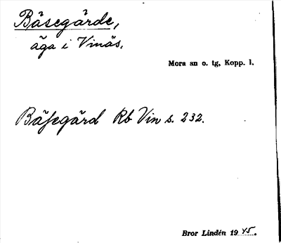 Bild på arkivkortet för arkivposten Bäsegärde