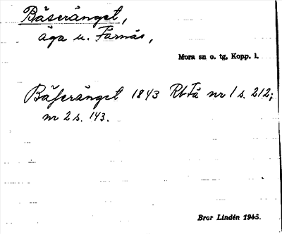 Bild på arkivkortet för arkivposten Bäseränget