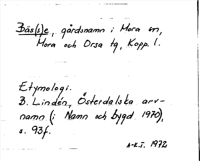 Bild på arkivkortet för arkivposten Bäs(s)e