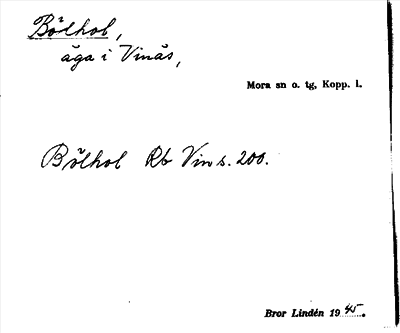 Bild på arkivkortet för arkivposten Bölhol