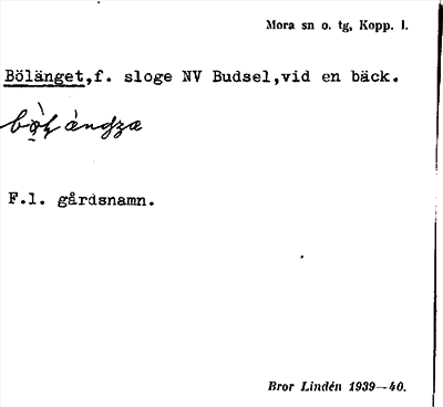 Bild på arkivkortet för arkivposten Bölänget