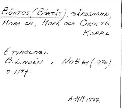 Bild på arkivkortet för arkivposten Börtos (Börtås)