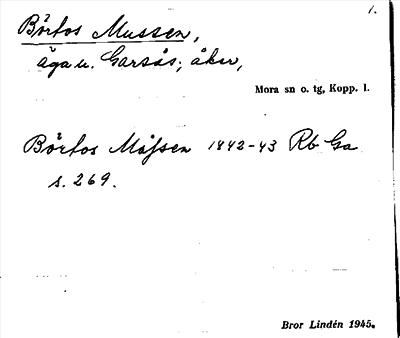Bild på arkivkortet för arkivposten Börtos Mussen