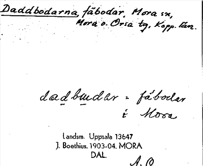 Bild på arkivkortet för arkivposten Daddbodarna