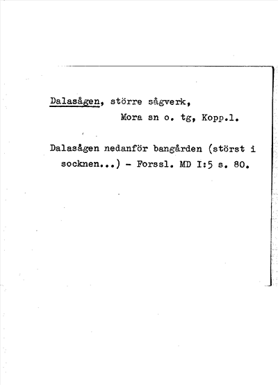 Bild på arkivkortet för arkivposten Dalasågen