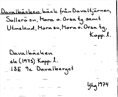 Bild på arkivkortet för arkivposten Davalbäcken