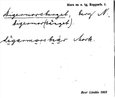 Bild på arkivkortet för arkivposten Digermorsberget
