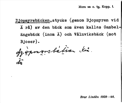 Bild på arkivkortet för arkivposten Djopmyrsbäcken