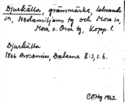 Bild på arkivkortet för arkivposten Djurkälla