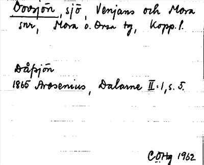 Bild på arkivkortet för arkivposten Dovsjön