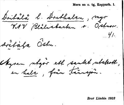 Bild på arkivkortet för arkivposten Dritålå l. Drethalen