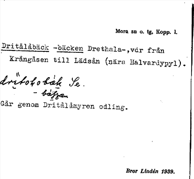 Bild på arkivkortet för arkivposten Dritålåbäck -bäcken