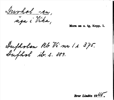 Bild på arkivkortet för arkivposten Duvhol -en