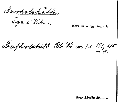 Bild på arkivkortet för arkivposten Duvholskätte