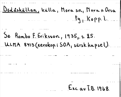 Bild på arkivkortet för arkivposten Dödåskällan