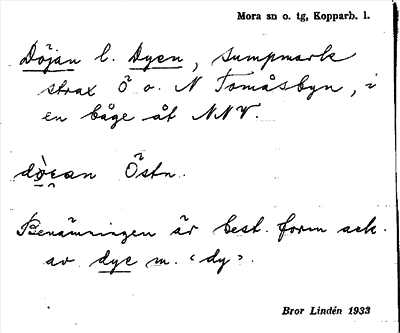 Bild på arkivkortet för arkivposten Döjan l. Dyen