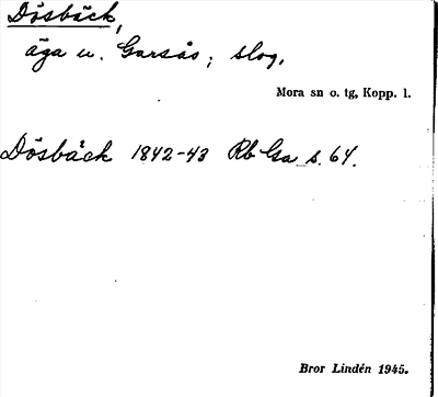 Bild på arkivkortet för arkivposten Dösbäck