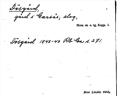 Bild på arkivkortet för arkivposten Dösgård