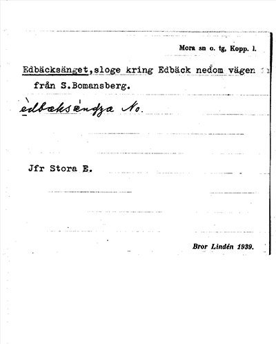 Bild på arkivkortet för arkivposten Edbäcksänget