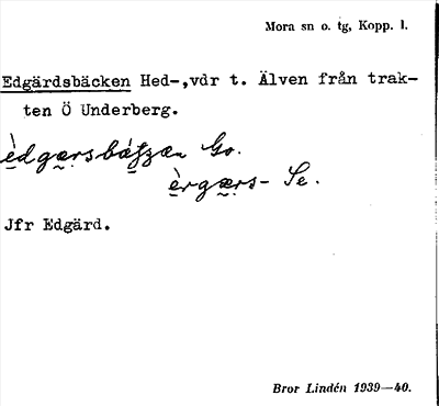 Bild på arkivkortet för arkivposten Edgärdsbäcken