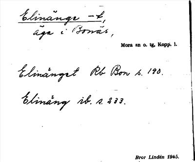 Bild på arkivkortet för arkivposten Elinänge -t