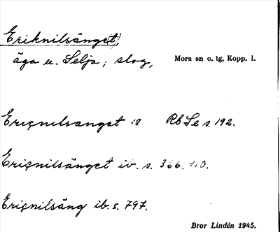 Bild på arkivkortet för arkivposten Eriknilsänge(t)