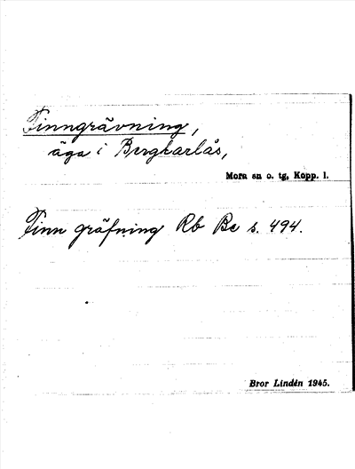 Bild på arkivkortet för arkivposten Finngrävning