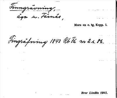 Bild på arkivkortet för arkivposten Finngrävning