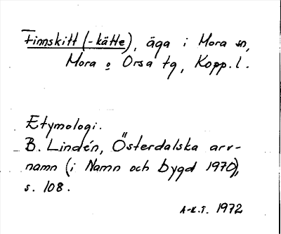 Bild på arkivkortet för arkivposten Finnskitt (-kätte)