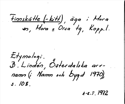 Bild på arkivkortet för arkivposten Finnskätte (-kitt)
