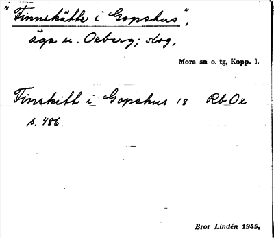 Bild på arkivkortet för arkivposten »Finnskätte i Gopshus»