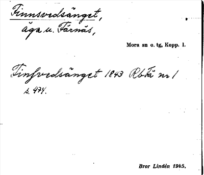 Bild på arkivkortet för arkivposten Finnsvedsänget