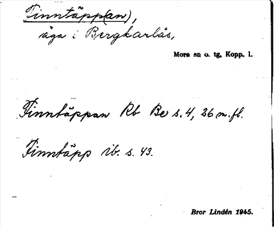 Bild på arkivkortet för arkivposten Finntäpp(an)