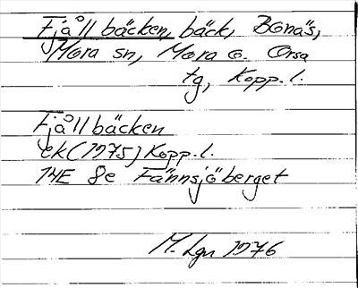 Bild på arkivkortet för arkivposten Fjållbäcken
