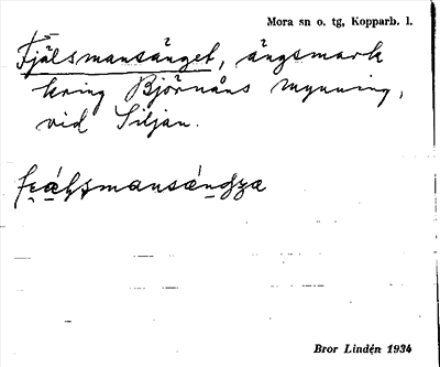 Bild på arkivkortet för arkivposten Fjälsmansänget