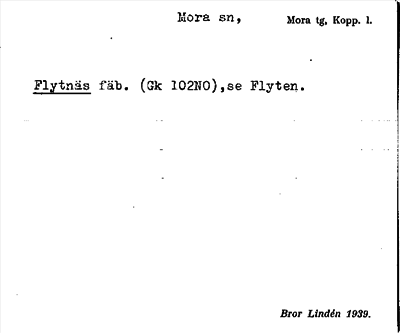 Bild på arkivkortet för arkivposten Flytnäs