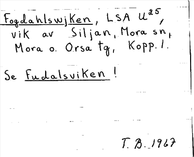 Bild på arkivkortet för arkivposten Fogdahlswjken, se Fudalsviken
