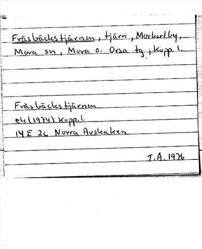 Bild på arkivkortet för arkivposten Fräsbäckstjärnarnen