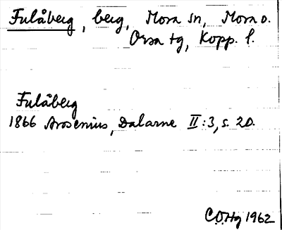 Bild på arkivkortet för arkivposten Fulåberg