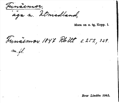 Bild på arkivkortet för arkivposten Funäsmor