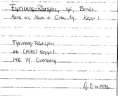 Bild på arkivkortet för arkivposten Fyriberg-Rädsjön