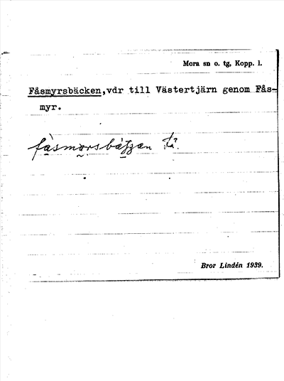 Bild på arkivkortet för arkivposten Fåsmyrbäcken